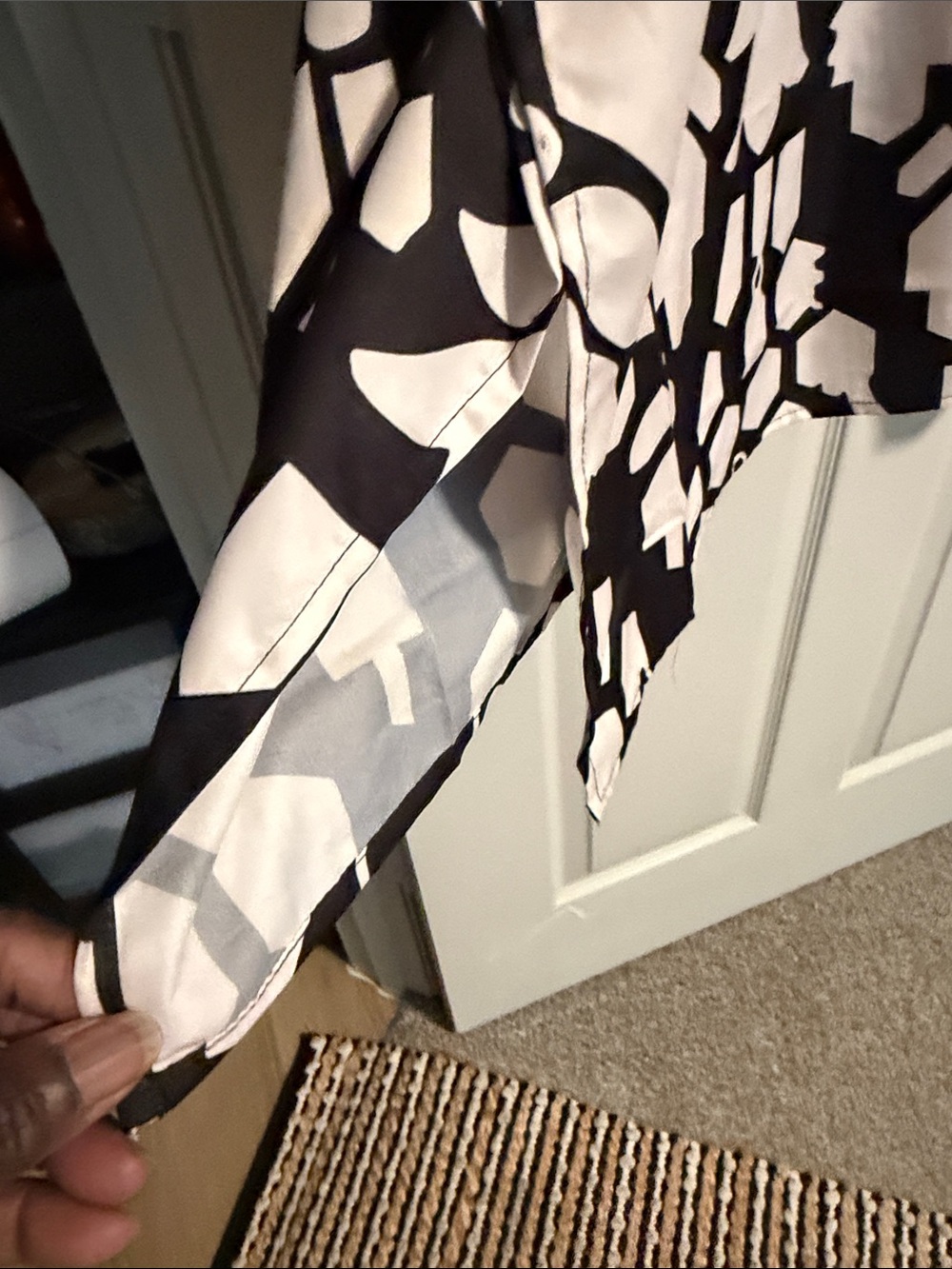 Ashro Black and White Geometric Maxi Kaftan - Picture 3 of 4